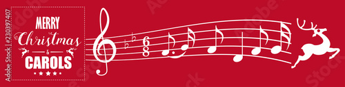 Red Reindeer Merry Christmas Carols Header