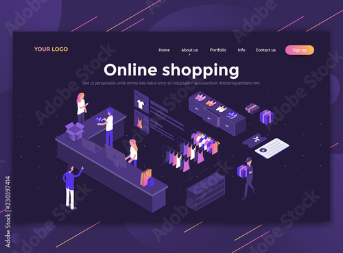 Flat Modern design of website template - Online shopping