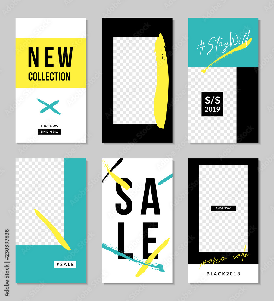 Vertical Social Media Post Templates Set Vertical Social Media Post Templates Set