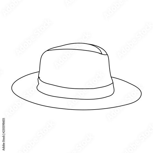 vector, on a white background, contour, lines of men's fashionable hat