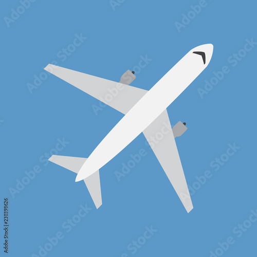 Airplane  flat icon on isolated transparent background.	