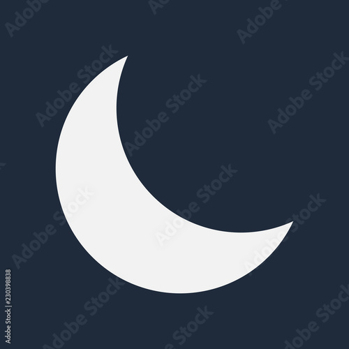 Half-moon flat icon on isolated transparent background.	