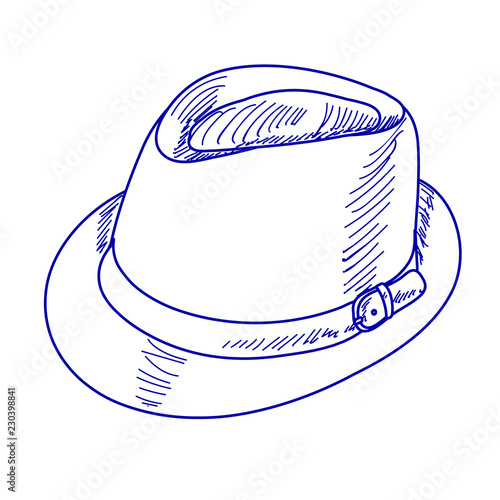 blue sketch of men's hat