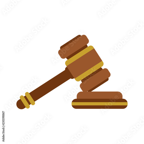 Law hammer flat icon on isolated white transparent background.	