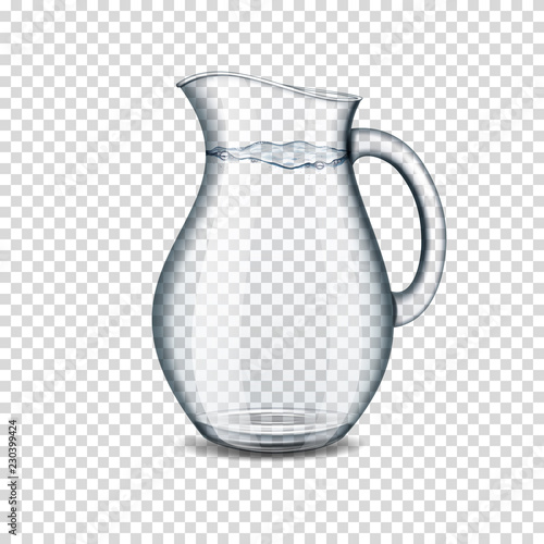 realistic transparent glass jug isolated