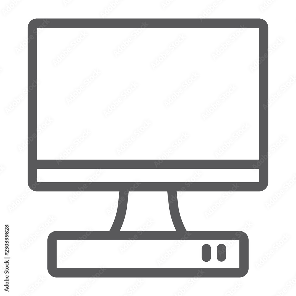 TV line icon, monitor and media, television sign, vector graphics, a linear pattern on a white background. TV line icon, monitor and media, television sign, vector graphics, a linear pattern on a white background.