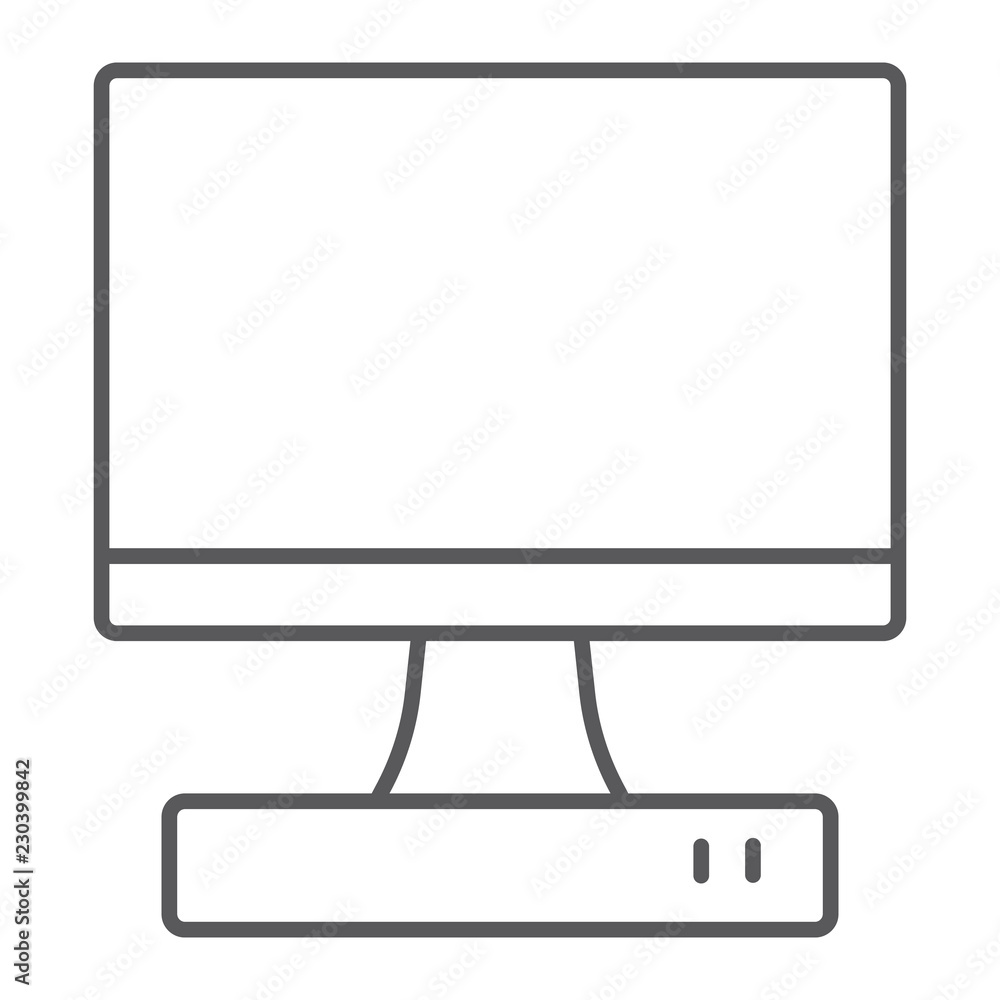 TV thin line icon, monitor and media, television sign, vector graphics, a linear pattern on a white background. TV thin line icon, monitor and media, television sign, vector graphics, a linear pattern on a white background.