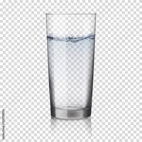 realistic transparent glass of water isolated 