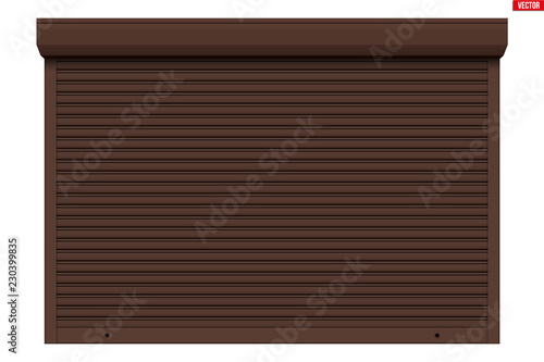 Sample of Brown garage Roller Shutters. Protect System for garage and shop. Vector Illustration isolated on white background.