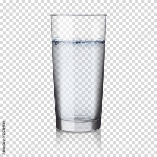 realistic transparent glass of water isolated 