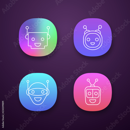 Chatbots app icons set