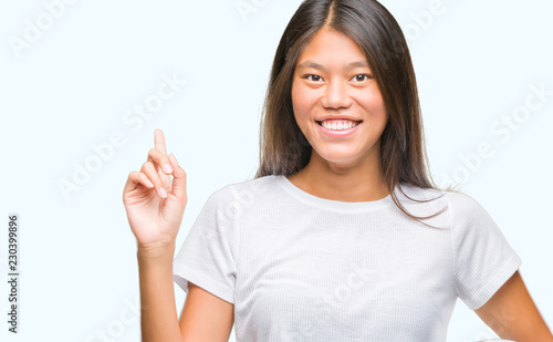 Wallpaper Mural Young asian woman holding football soccer ball over isolated background surprised with an idea or question pointing finger with happy face, number one Torontodigital.ca