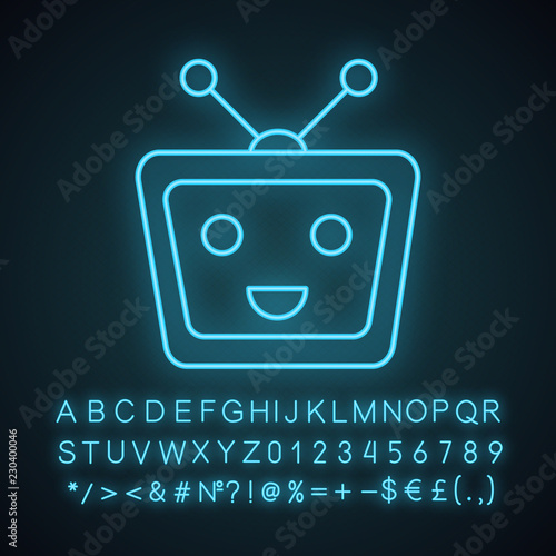 Chatbot neon light icon