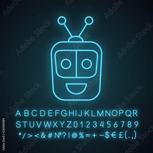 Chatbot neon light icon