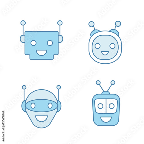 Chatbots color icons set