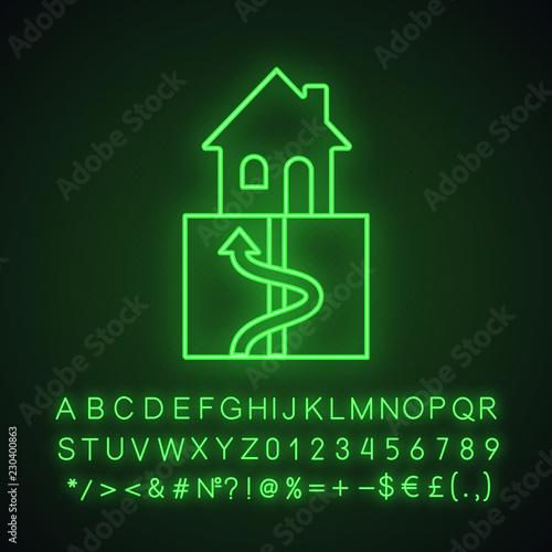 Geothermal energy neon light icon