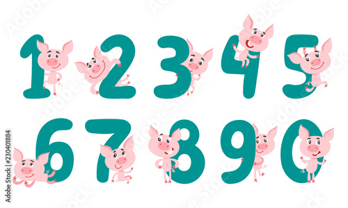 Collection number with cute...