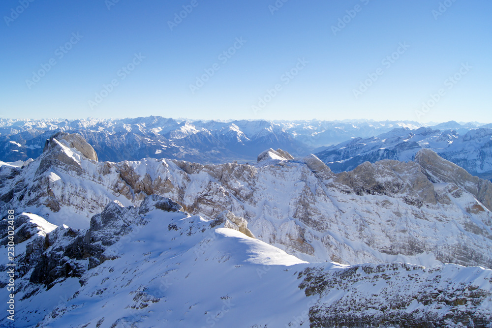 View from Säntis in the swiss alps