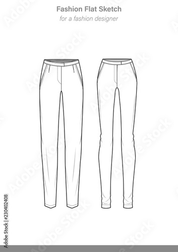 PANTS technical drawings Illustrator vector template	