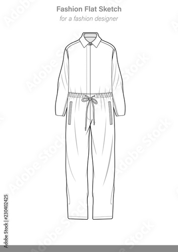 Jumpsuit Fashion flat technical drawing vector template