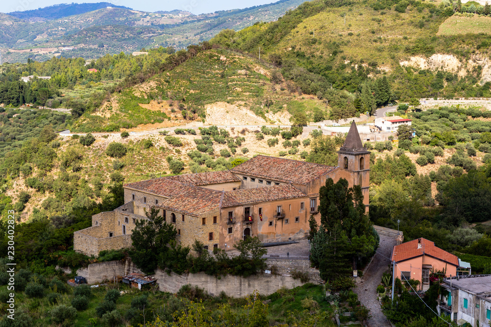 Convento dei Carmelitani Calzati in San Piero Patti, a beautiful village in the Nebrodi Mountains Park in Sicily, province of Messina, Italy