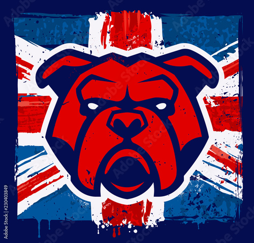 Bulldog Mascot on Grunge British Flag