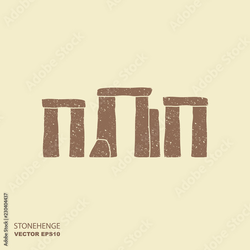 Stonehenge vector icon. Flat illustration with scuffed effect