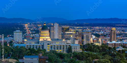 Utah State Capital Building view at twilight