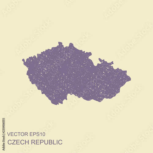 Map of Czech Republic. Flat icon with scuffed effect