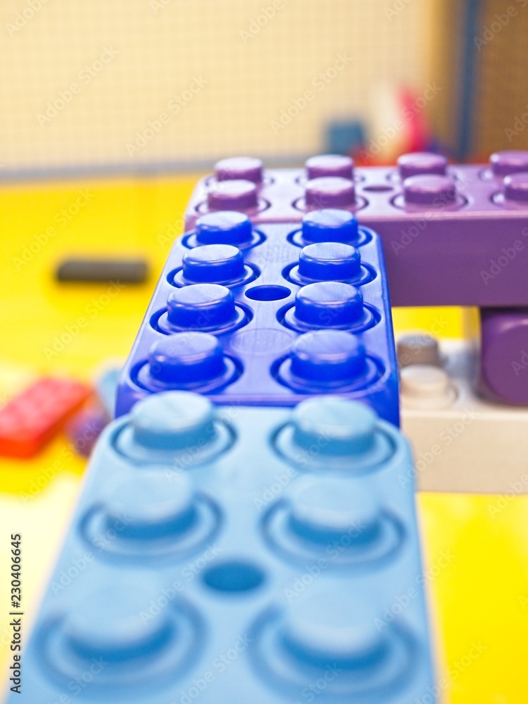 Colorful plastic blocks close up Colorful plastic blocks close up