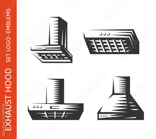 Exhaust hood logo set - extract emblem design on white background, vector illustration