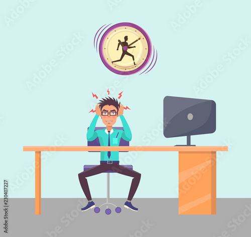 Irritated Person in Office Vector Illustration