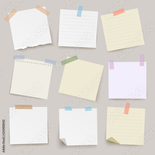 Set of different vector note papers. - Illustration
