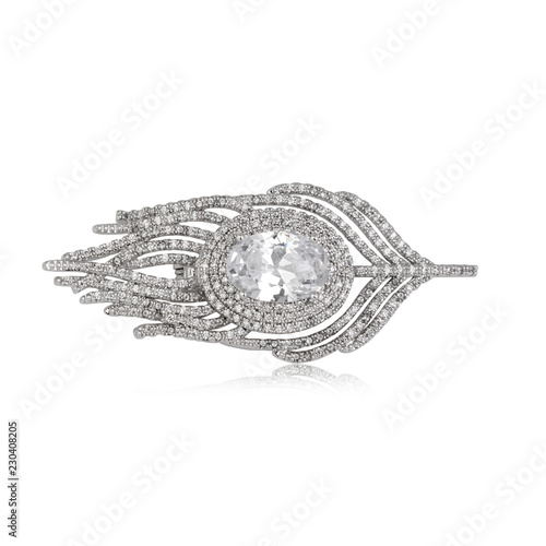 Diamond brooch isolated on white Fototapete