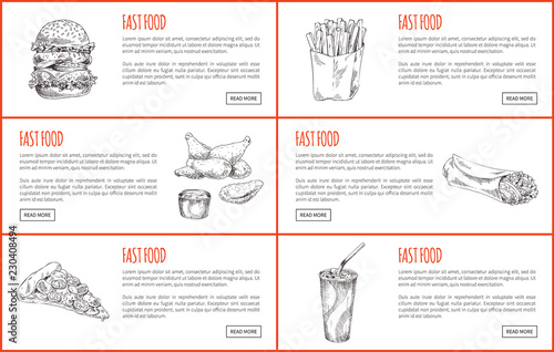Take Away or Fast Food Icon Set for Landing Page