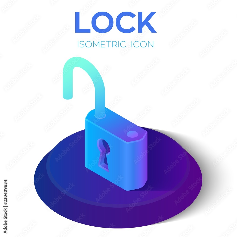 Lock Isometric Icon. 3D Isometric Lock Sign. Unlock Symbol. Created For Mobile, Web, Decor, Print Products, Application. Perfect for web design, banner and presentation. Vector Illustration. Lock Isometric Icon. 3D Isometric Lock Sign. Unlock Symbol. Created For Mobile, Web, Decor, Print Products, Application. Perfect for web design, banner and presentation. Vector Illustration.