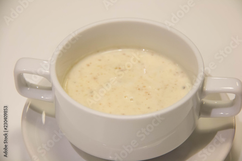 cream soups in white