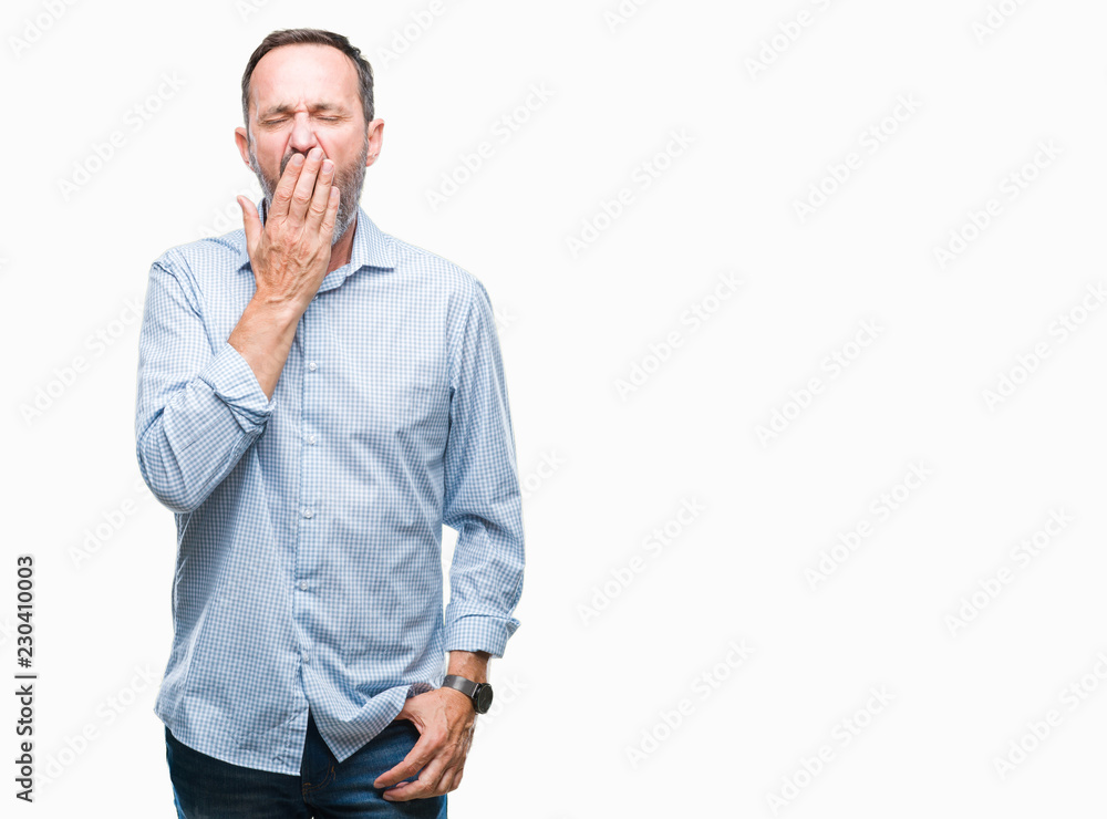 Middle age hoary senior business man over isolated background bored yawning tired covering mouth with hand. Restless and sleepiness. Middle age hoary senior business man over isolated background bored yawning tired covering mouth with hand. Restless and sleepiness.