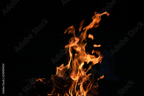 Close up photography of flames on black background