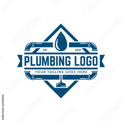 Plumbing logo template, easy to customize