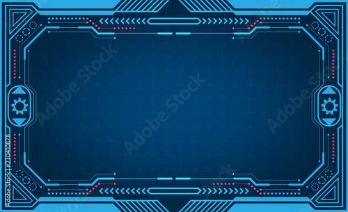 Graphical presentation computer panel, frame, control technology display. illustration