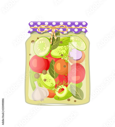 Pickled Vegetable and Spice Mix Jar and Rustic Lid