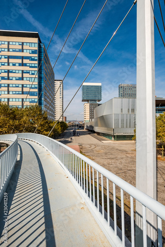 Pedestrian bridge with access for people with mobility difficulties (for wheelchairs) photo