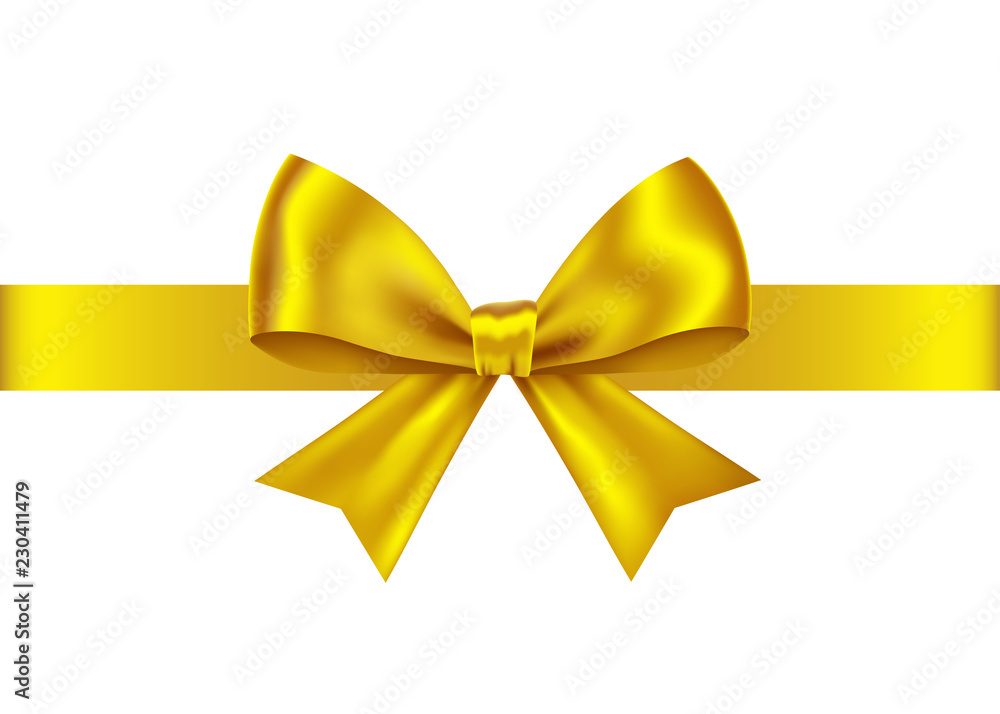 Golden gift ribbon and bow for Christmas, New Year decoration. Golden gift ribbon and bow for Christmas, New Year decoration.