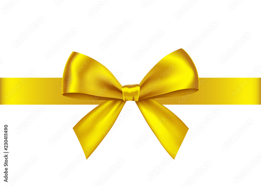 Golden gift ribbon and bow for Christmas, New Year decoration. Golden gift ribbon and bow for Christmas, New Year decoration.