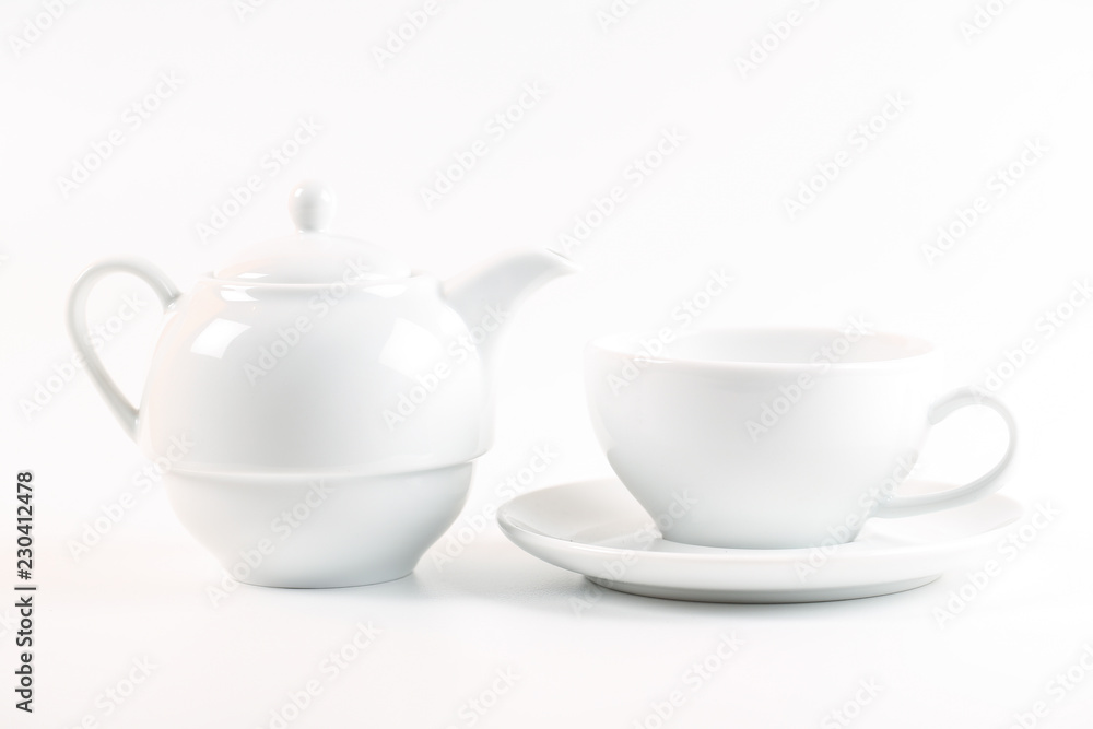 close up of empty cup of tea on white close up of empty cup of tea on white