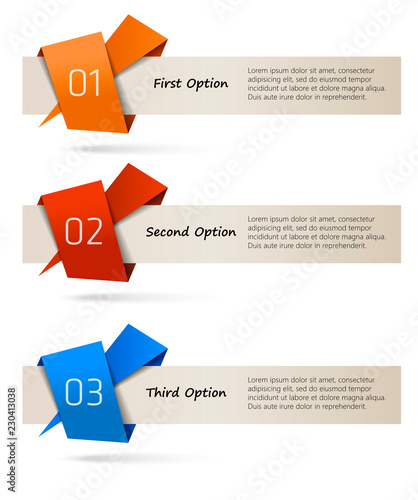 One, two, three options - vector banners - Illustration