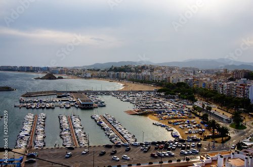 Panoramic aerial view of Blanes in Costa Brava, Spain