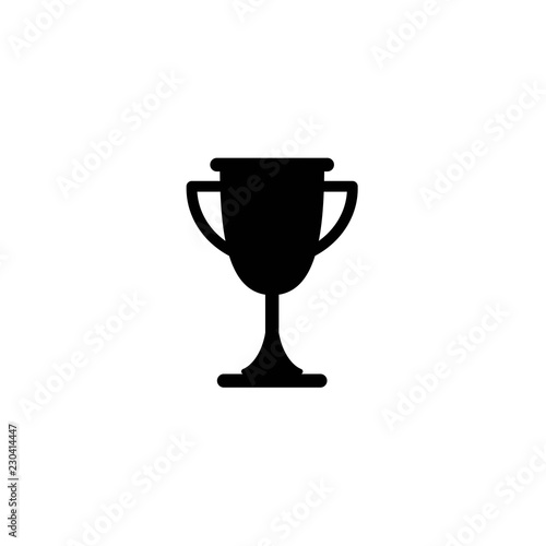 Black trophy, winning cup isolated on white background. First place, award bowl.