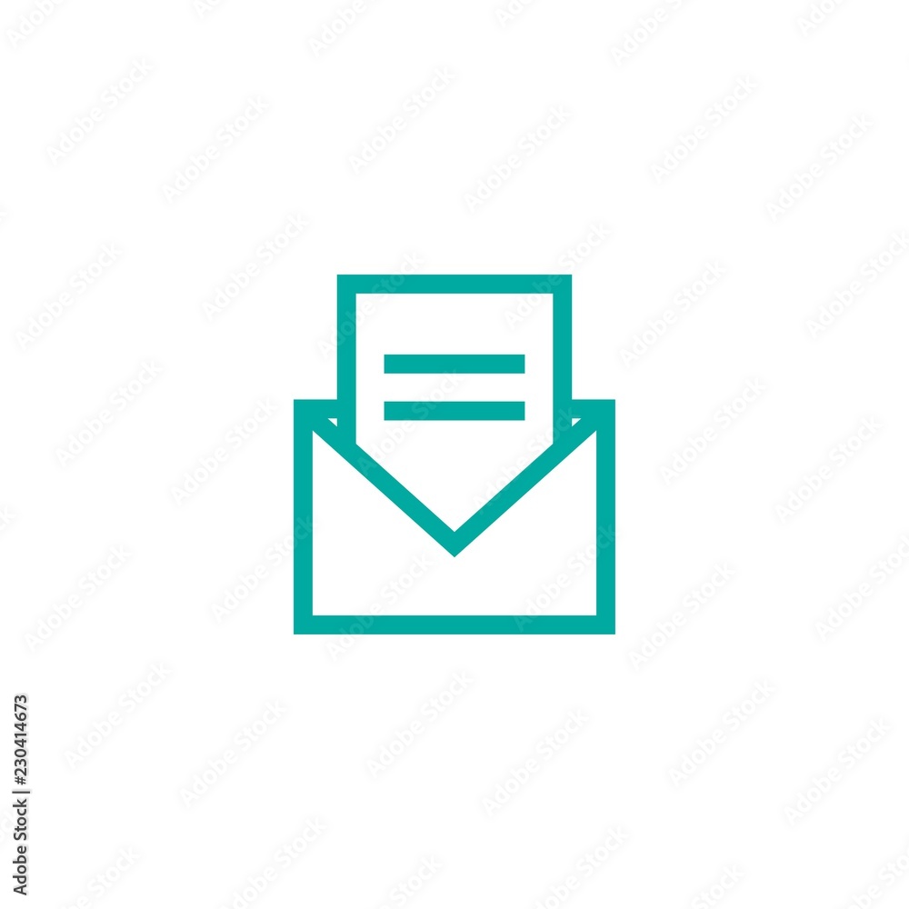 Opened letter, mail or message. Vector flat illustration. Blue line squared Opened letter, mail or message. Vector flat illustration. Blue line squared